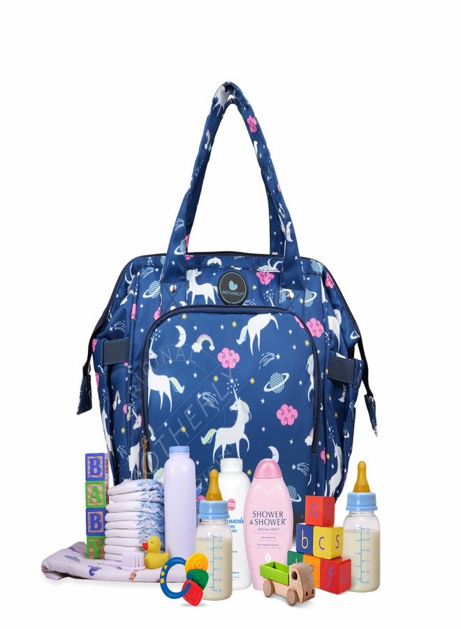 Motherly Mini Diaper Bag for Mothers - Travel Maternity Handbag for Newborn Baby, Water Resistant Baby Bag with Multiple Pockets, Hospital Bag for Moms (Unicorn Blue) - Image 3